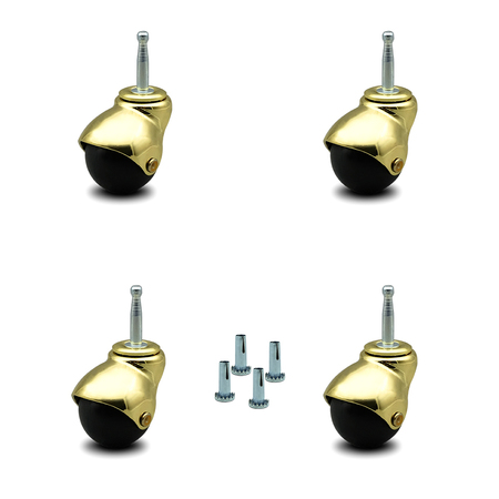 Service Caster 2 Inch Bright Brass Hooded Grip Neck Ball Casters, 4PK SCC-GN01S20-POS-BB-516-4